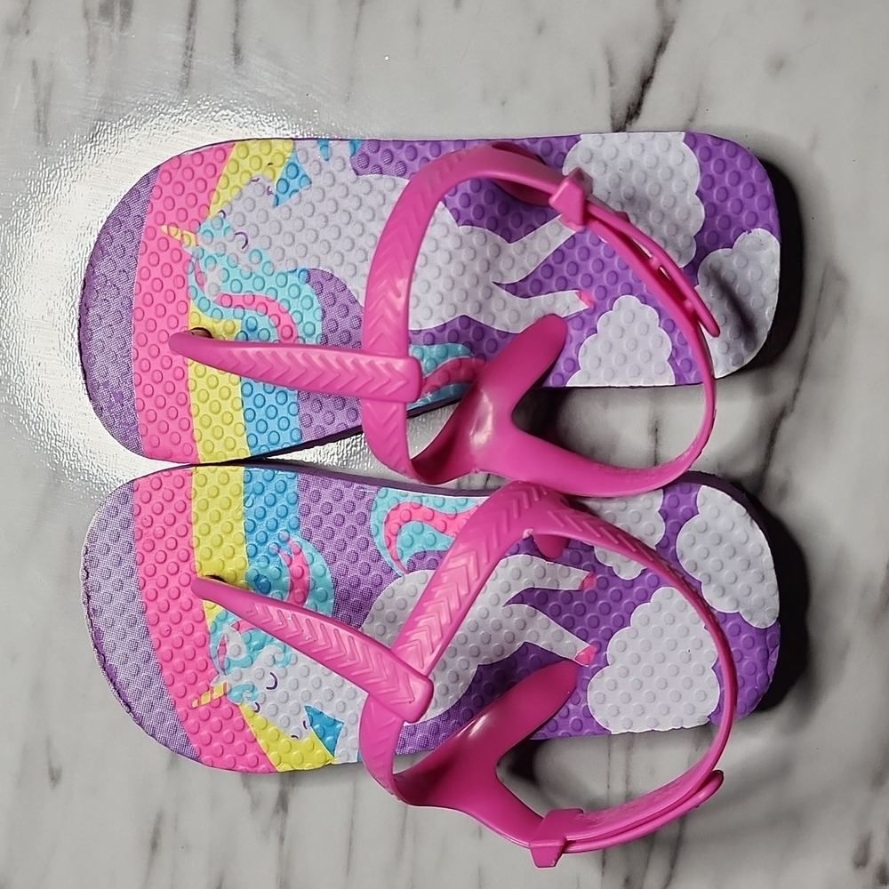 Girls Size L Unicorn Flip Flops